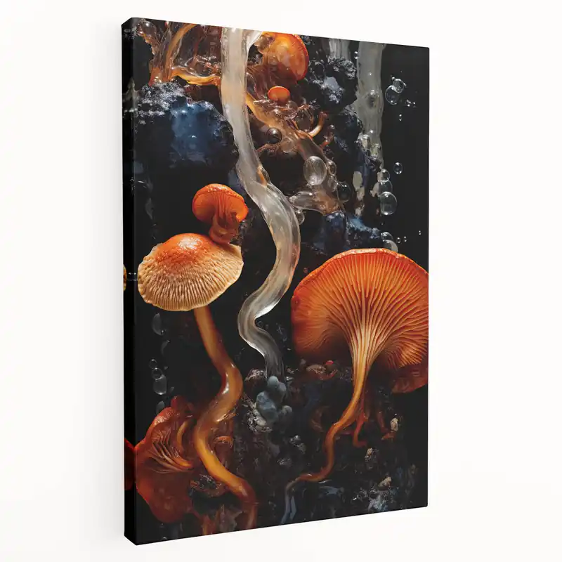 In Demand Wildlife Closeup Art Prints - Fiery Orange Mushroom Macro Photography