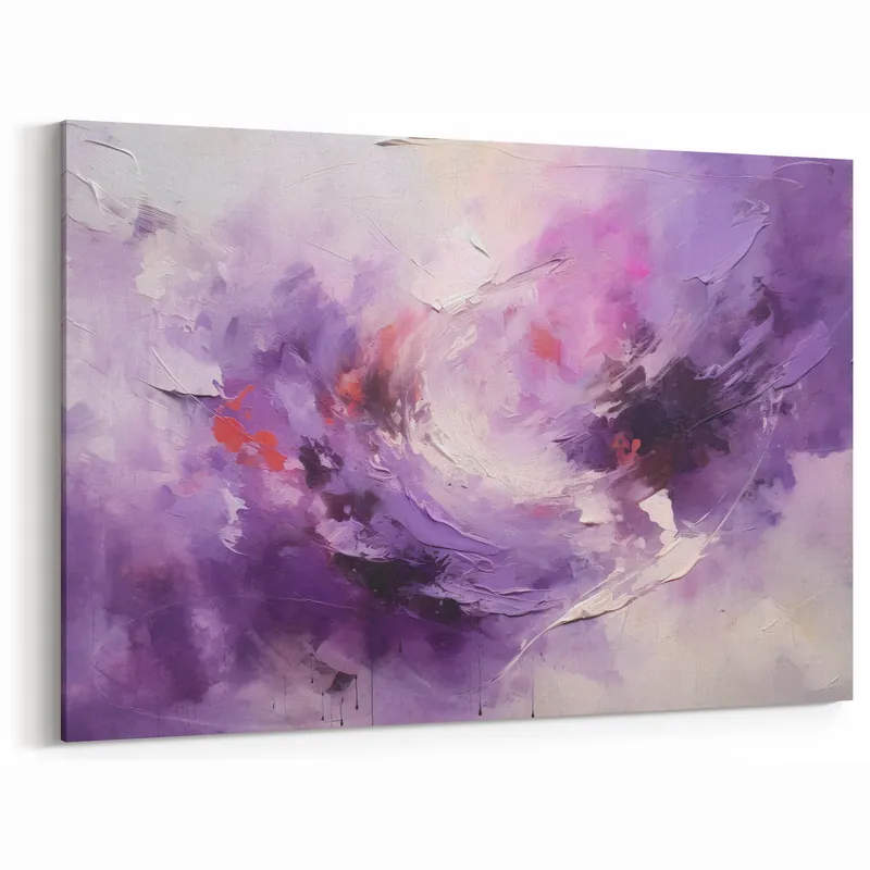 Vibrant Purple Swirl Abstract Art - Dynamic Brush Strokes Canvas Print Cheap