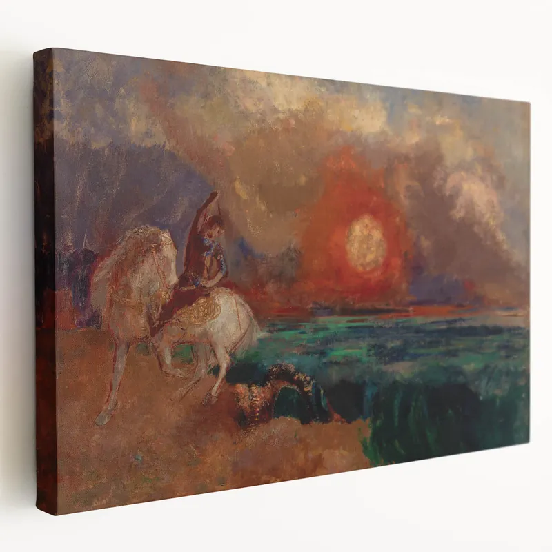 New Release Saint George and the Dragon Wall Art - Dramatic Mythical Modern Decor