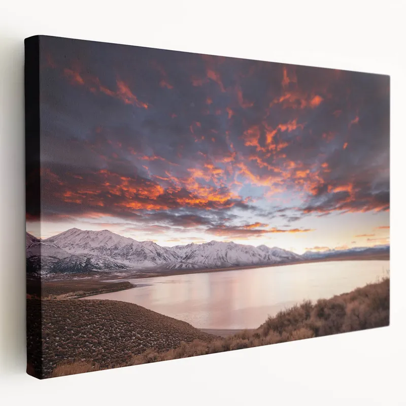 Sierra Nevada Canvas Art - Sunset Over Snowy Mountain Landscape Shop Now