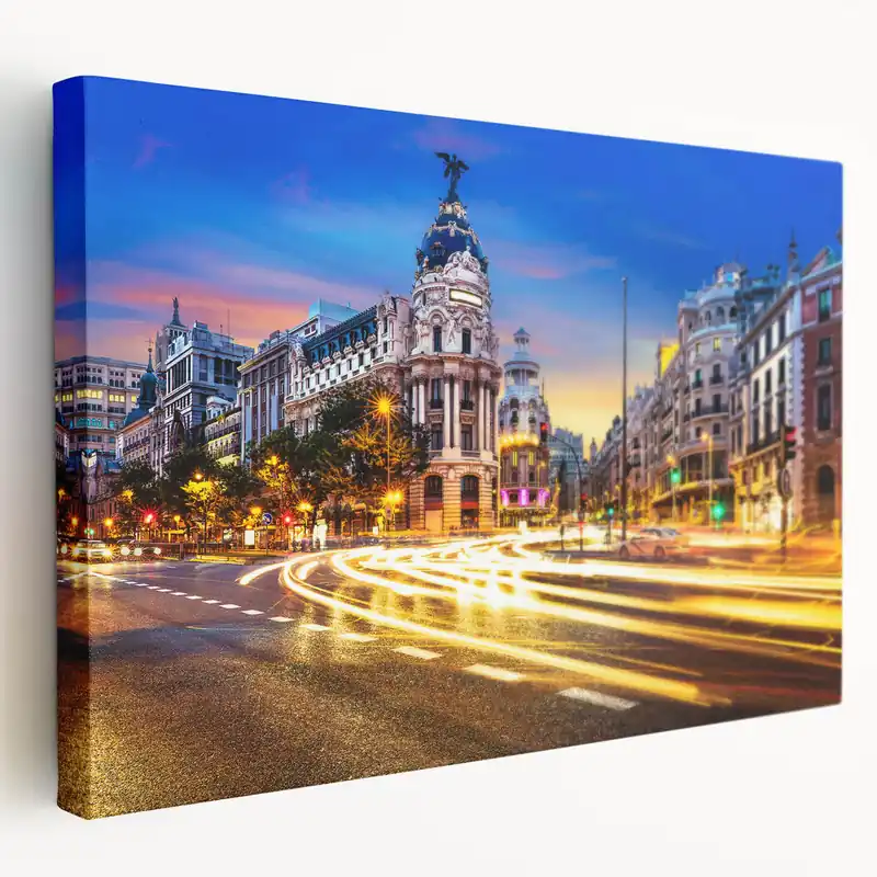 Madrid Street Lights at Dusk - Stunning Madrid Wall Art Canvas Print Order Now