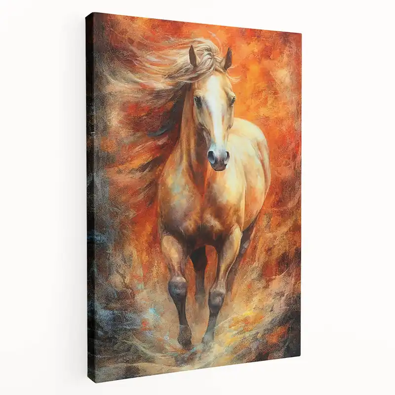 No Minimum Order Fiery Horse Glam Wall Art - Luxury Red and Gold Decor for Bold Interiors