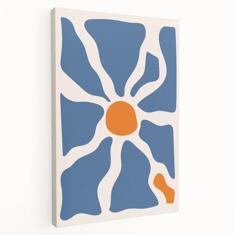 Boho Chic Wall Art - Abstract Blue and Orange Bohemian Canvas Print Certified