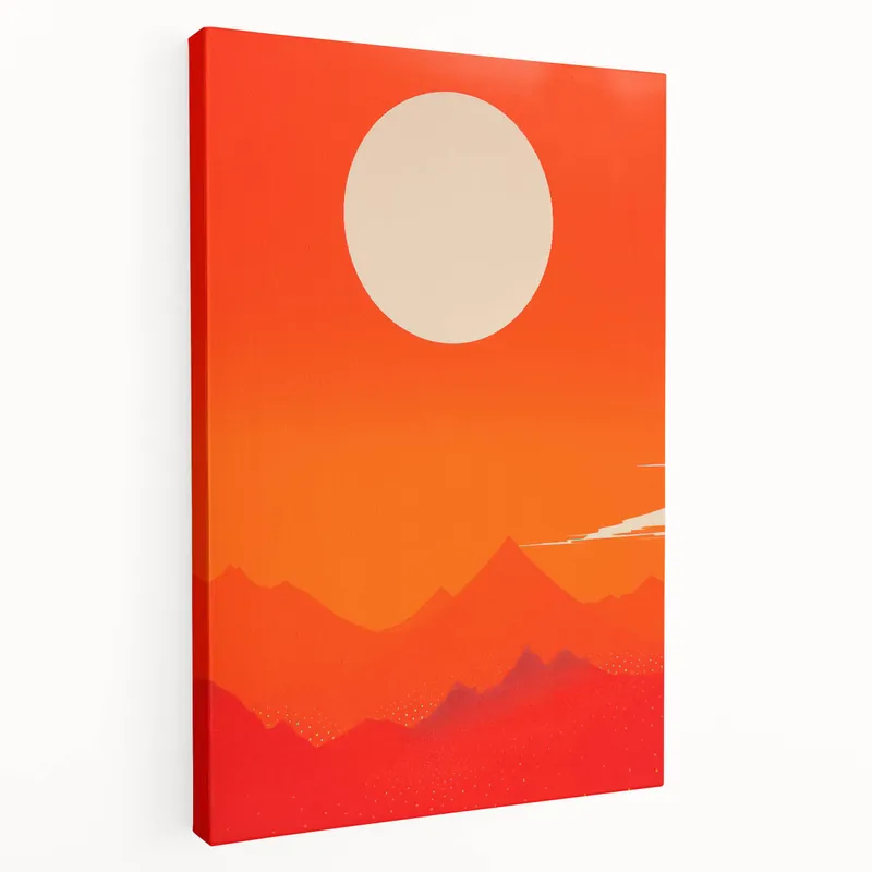 Limited Time Maximalist Wall Art - Bold Sun and Mountain Abstract for Vibrant Decor