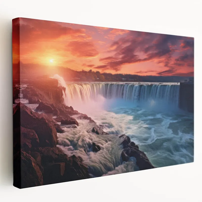 Niagara Falls Acrylic Glass Art - Fiery Sunset Scenic Print Get Yours