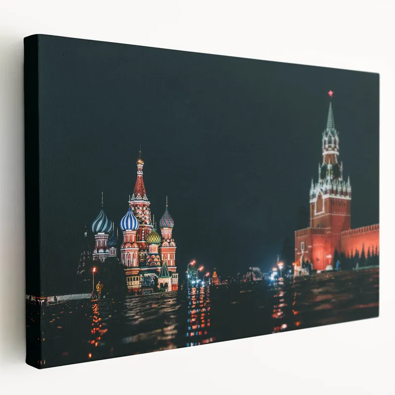 Moscow Photography Prints - Night View of Red Square and St. Basil’s Price Drop