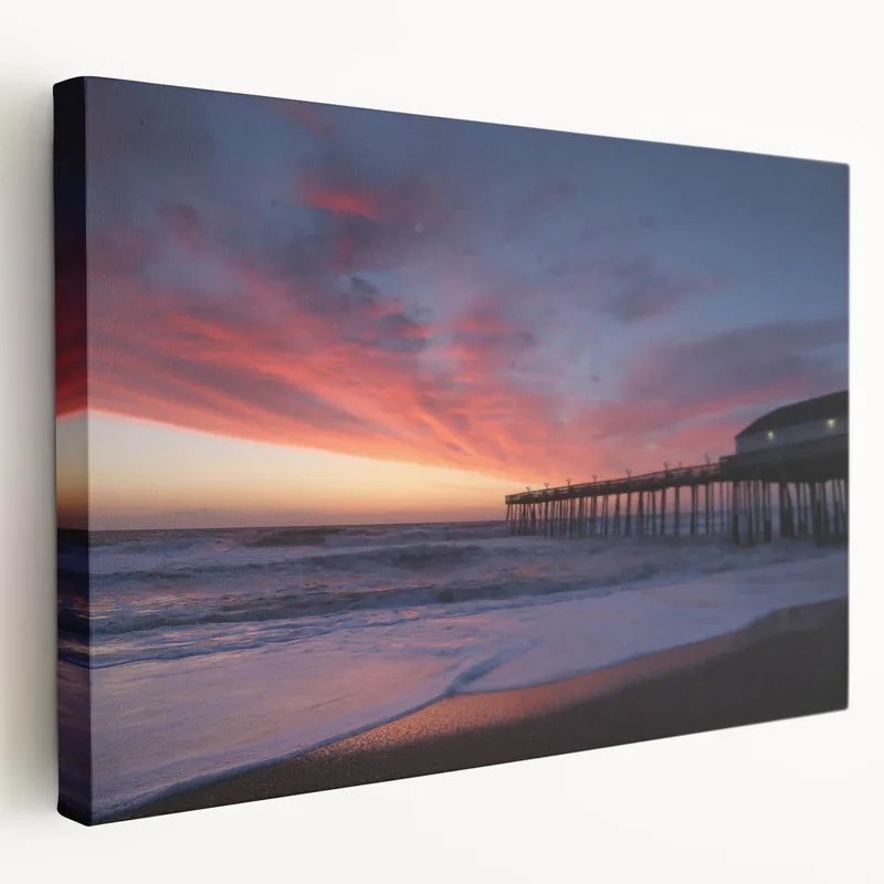 Cape Hatteras Art – Dramatic Sunset Pier Coastal Scenic Photography Original