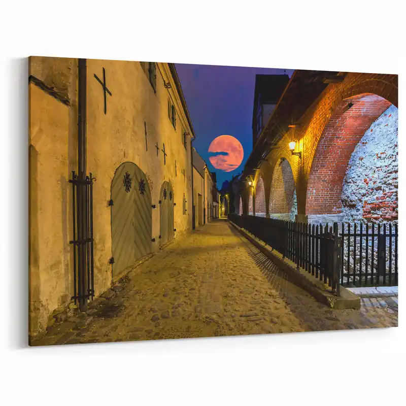 Don’t Miss Out Amsterdam Scenic Prints - Full Moon Over Historic Street Amsterdam Art