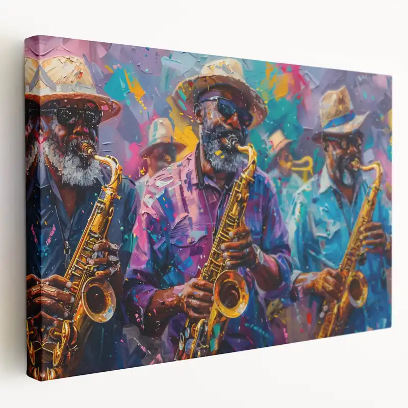 Jazz Art Prints – New Orleans Saxophonists in Vibrant Street Art In Demand