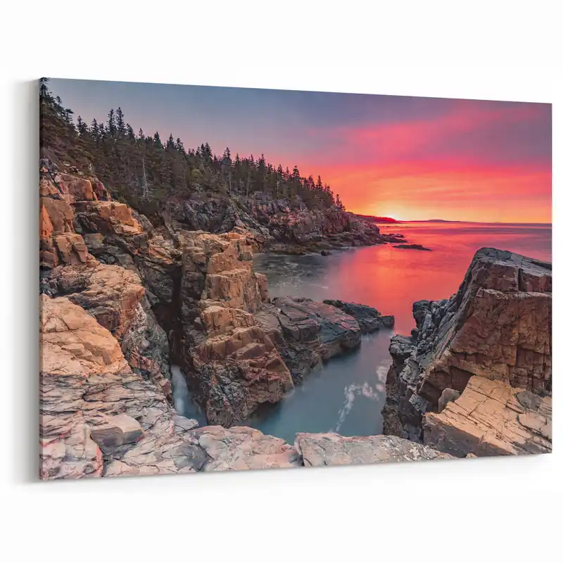 Flash Sale Acadia National Park Wall Art - Fiery Coastal Sunset in Maine
