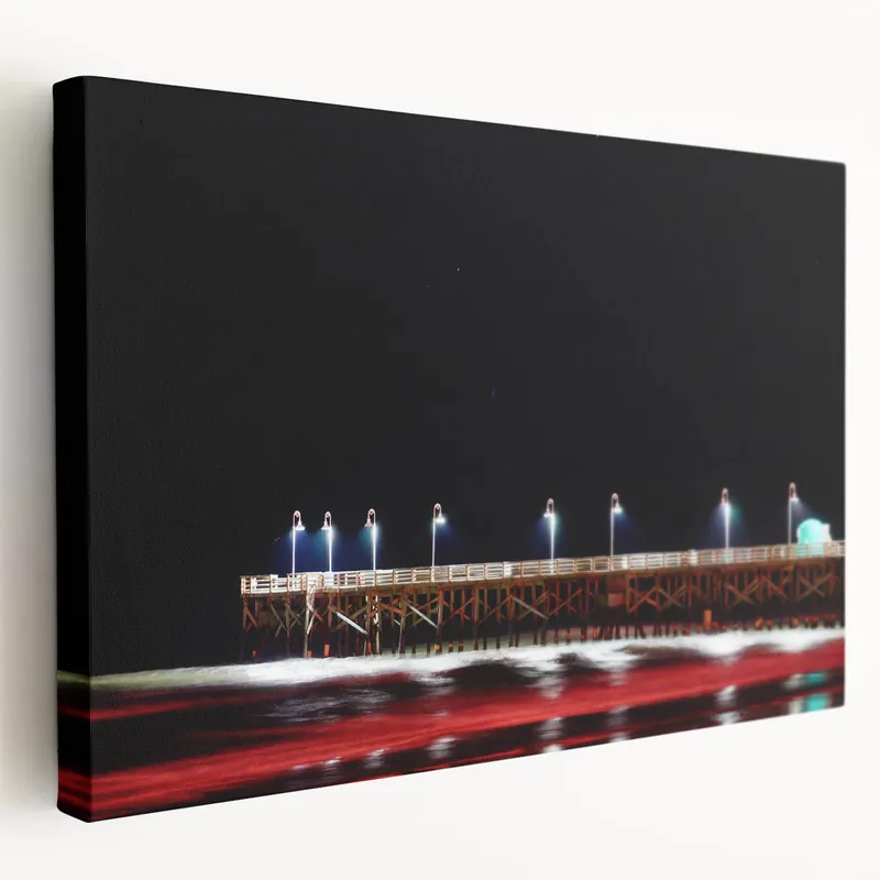Budget Daytona Beach Pier at Night - Dramatic Coastal Florida Art on Canvas
