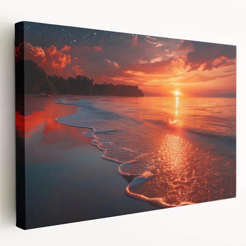 Greek Island Wall Decor - Fiery Sunset Over Crete's Coastline One Day Deal