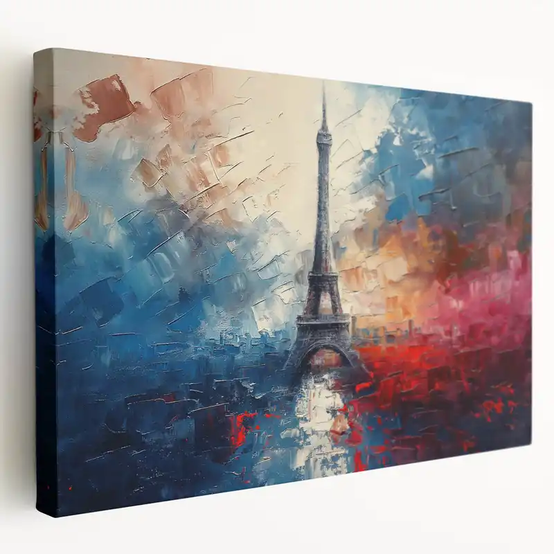 Modern Paris Wall Art - Abstract Eiffel Tower with Bold Color Print Luxury