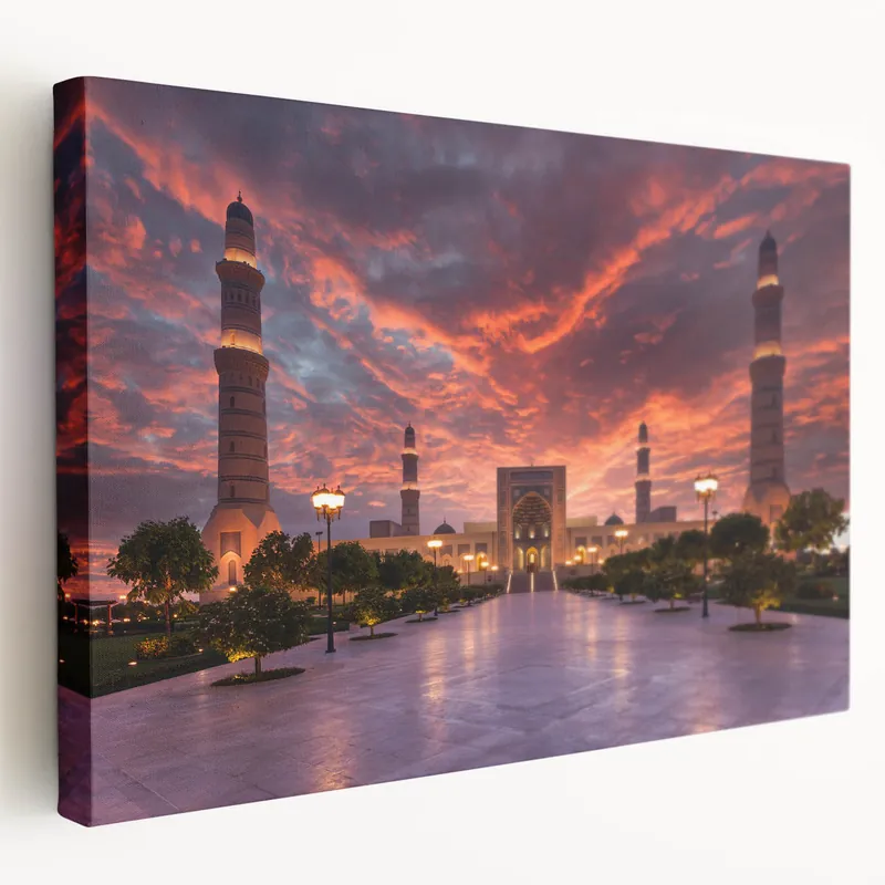 Grand Mosque at Sunset Oman Wall Art – Majestic Middle Eastern Print Brand New