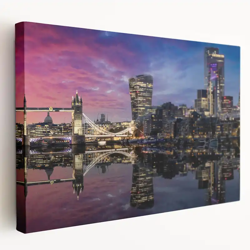 Weekend Sale London Skyline Art - Tower Bridge and Cityscape at Dusk