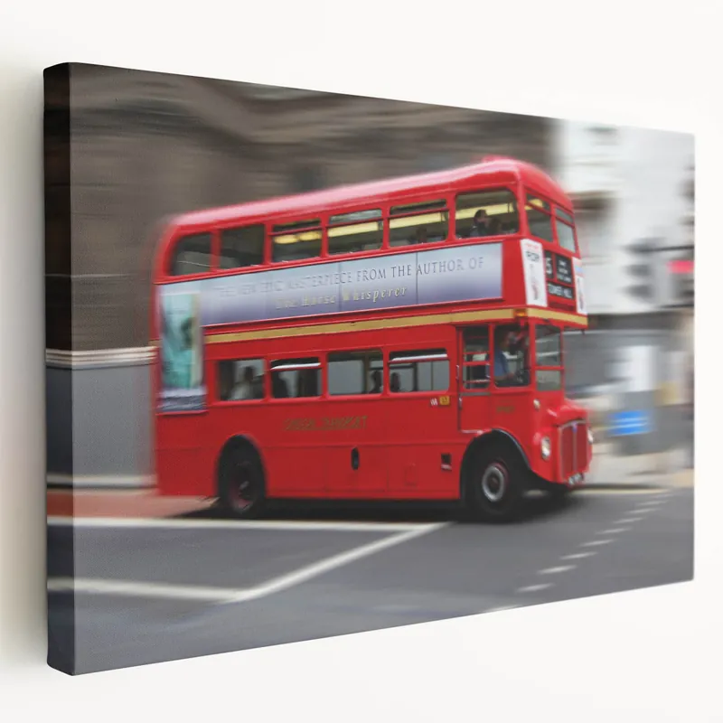 Special Discount London Street Art Canvas - Red Bus in Motion London Photography Art