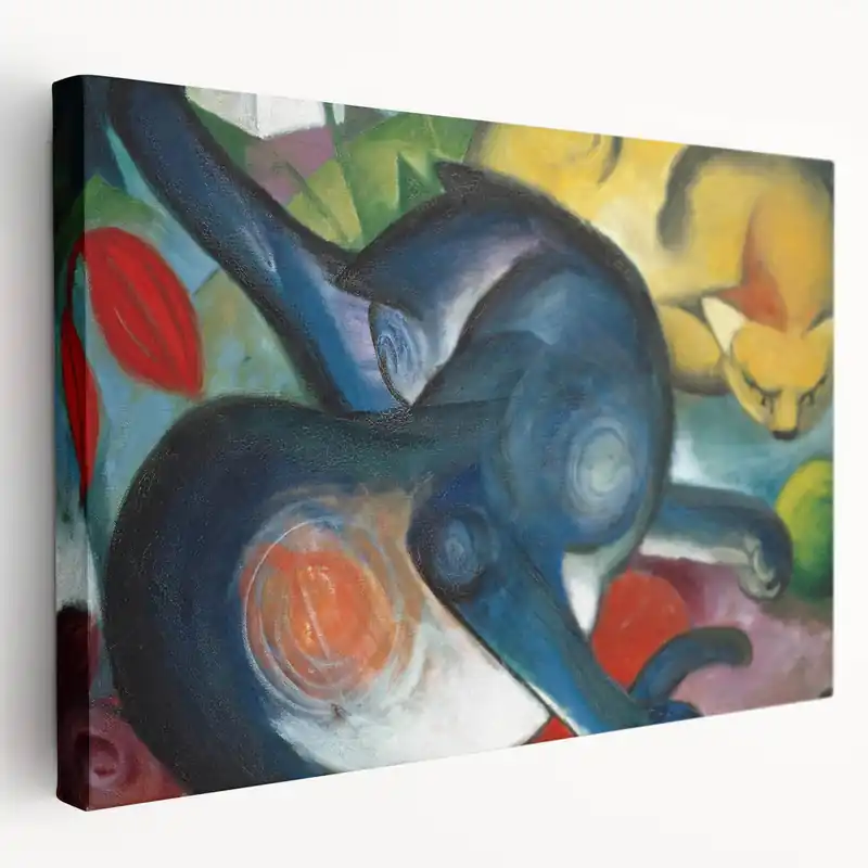 Free Delivery Franz Marc Wall Art - Modernist Expressionist Cats with Blue Rider Style