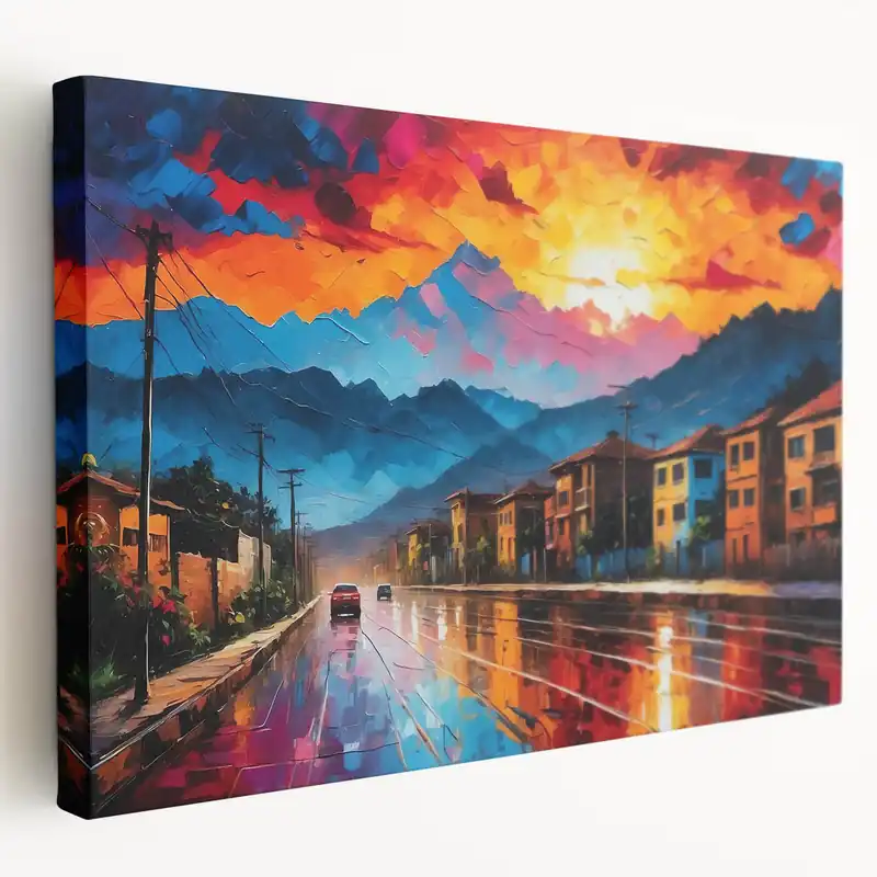 Low Price Colombian Sunset Cityscape - Vibrant Reflections South America Wall Art