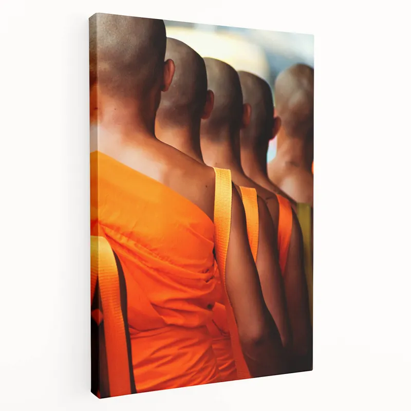 Monks in Orange Robes - Laos Cultural Photography Print Weekend Sale