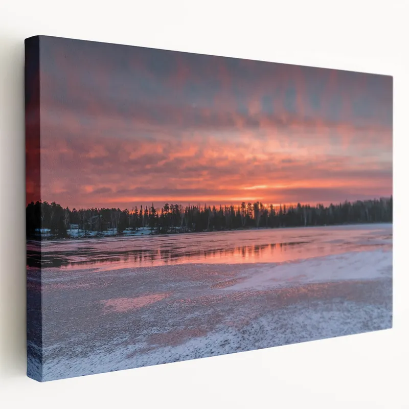 Frozen Lake Sunset – Stunning Winter Ontario Landscape Wall Art Free Delivery