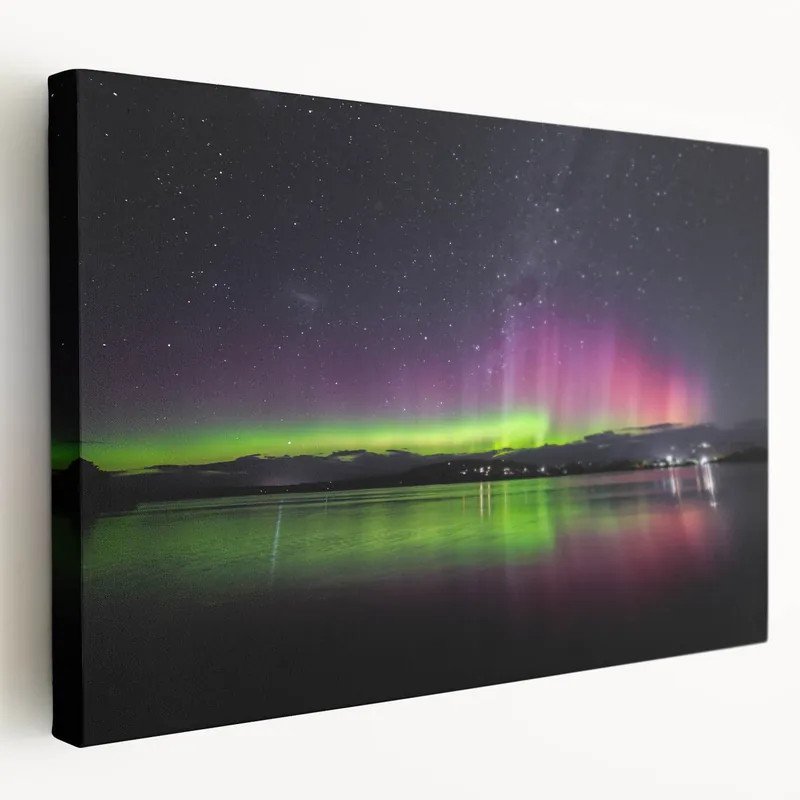 Order Now Tasmania Wall Art – Tasmanian Landscape Art of Aurora Over Lake