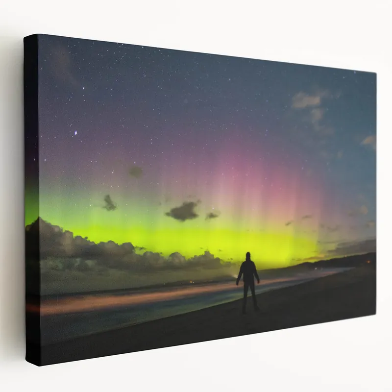 Factory Price Tasmania Wall Art – Stunning Aurora Night Sky Over Beach Landscape
