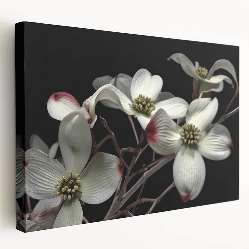 Buy Direct Stunning Dogwood Blossom Wall Art – White and Red Floral Canvas Print