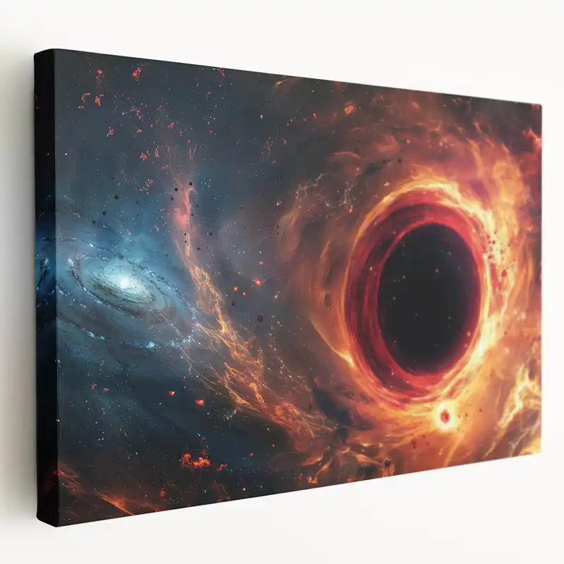 Fiery Black Hole Wall Art | Cosmic Space-Themed Canvas Print | Galaxy Decor Handmade