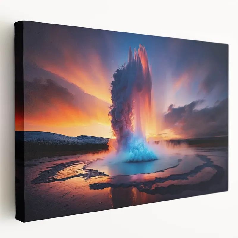 High Quality Fiery Geyser Photography Art - Captivating Natural Geyser Canvas Print