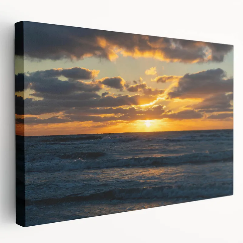 Sunset Seascape Canvas - Dramatic Sky and Ocean Wall Art Decor Weekend Sale