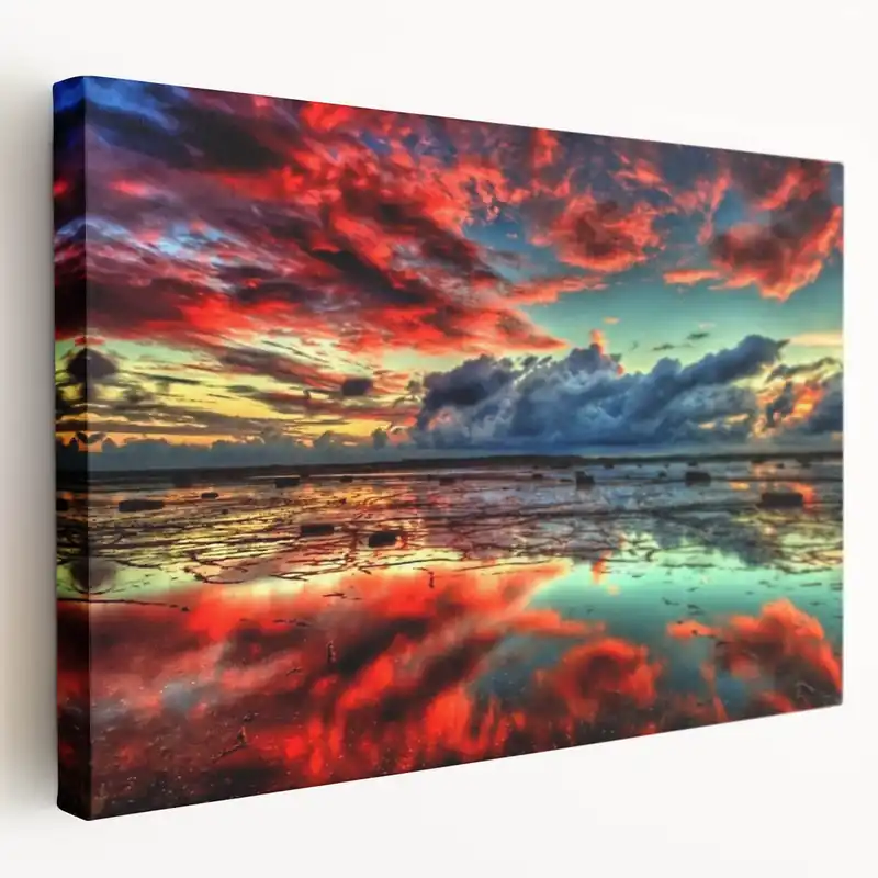 Vibrant Sunset Over Marshland - Scenic Marsh and Swamp Canvas Prints Limited Edition