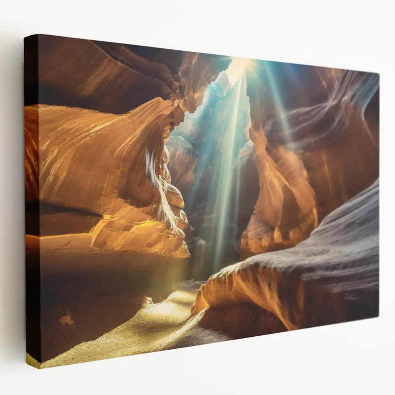 Sunlit Canyon Wall Art - Majestic Natural Cave Photography Print Decor Flash Sale