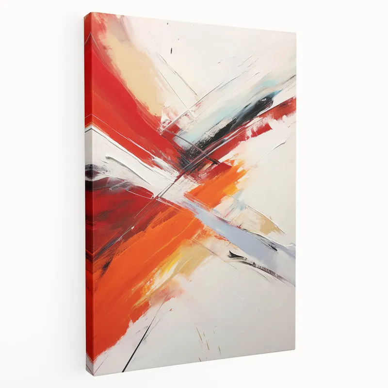 Viral Red and Orange Abstract Strokes Canvas - Dynamic Modern Wall Art