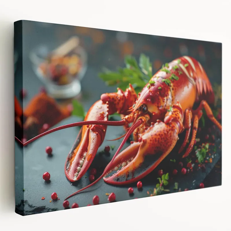 Gourmet Lobster Art - Culinary-Inspired Marine Life Canvas & Framed Print Money Back Guarantee