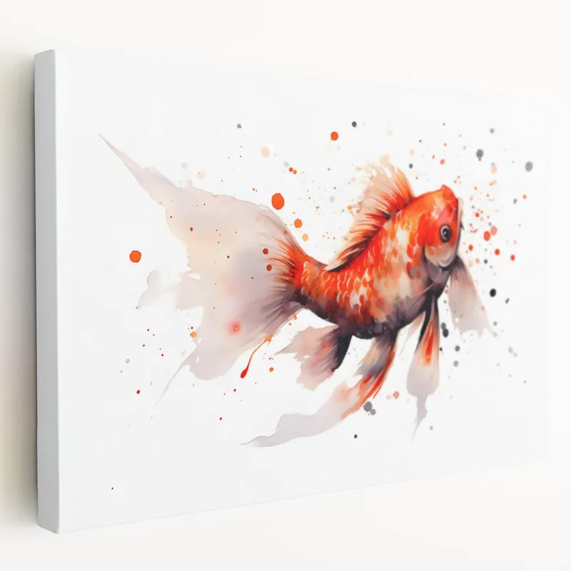 Watercolor Goldfish Wall Art - Vibrant Marine Life Canvas Print Decor Express Delivery
