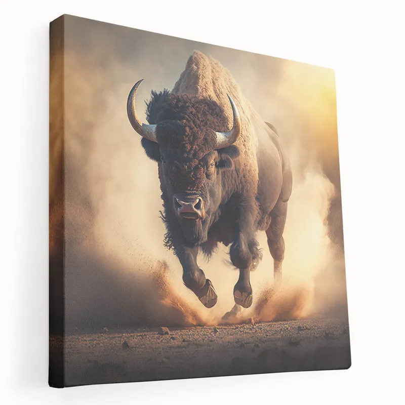 Worldwide Shipping Majestic Buffalo Wall Art - Rustic Bison Canvas Print for Home Decor