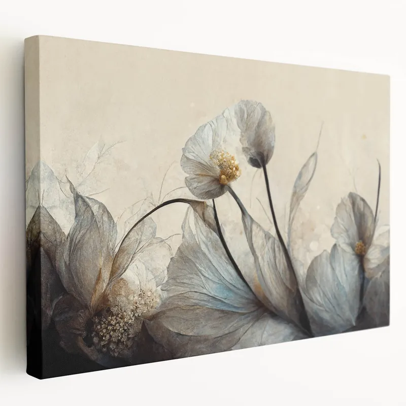 Deal Ethereal Floral Elegance – Modern Neutral Wall Art for Living Room