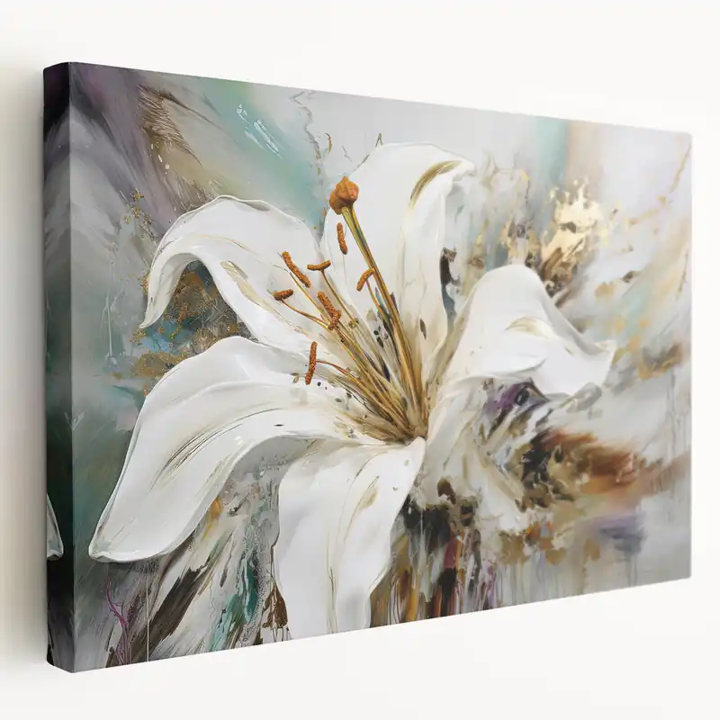 Elegant White Lily – Modern Floral Wall Art for Living Room Price Cut