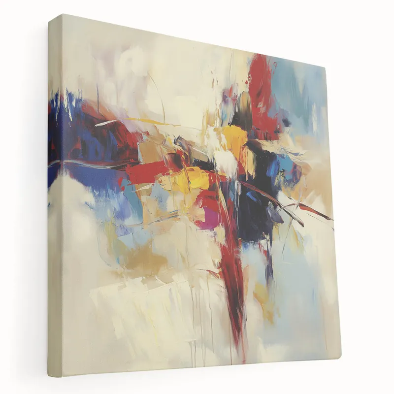 Trending Abstract Art Prints – Bold Red, Blue, and Yellow Expression