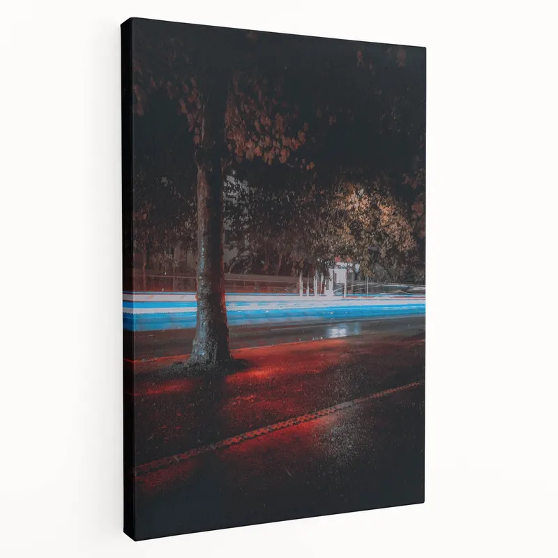 Contemporary city wall decor – Night traffic light trail art print Seasonal Sale