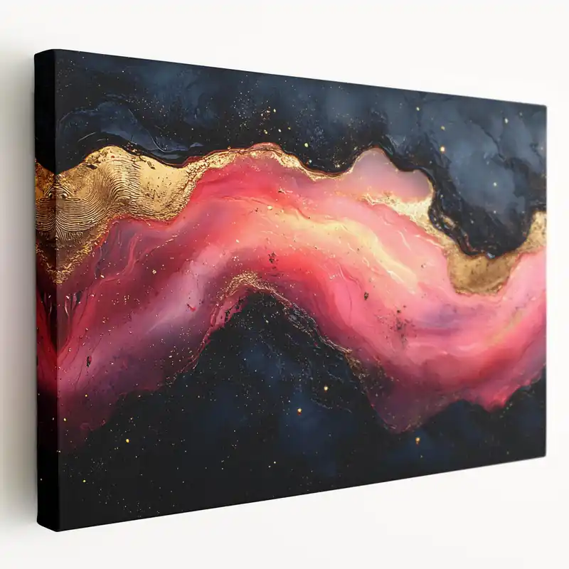 Fiery Passion Fluid Acrylic Art – Red, Black & Gold Wall Decor Limited Time