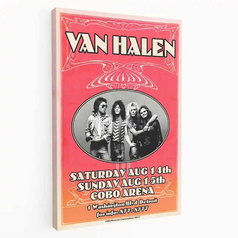 Cheap Van Halen 1982 Concert Poster Retro Art - Cobo Arena Detroit
