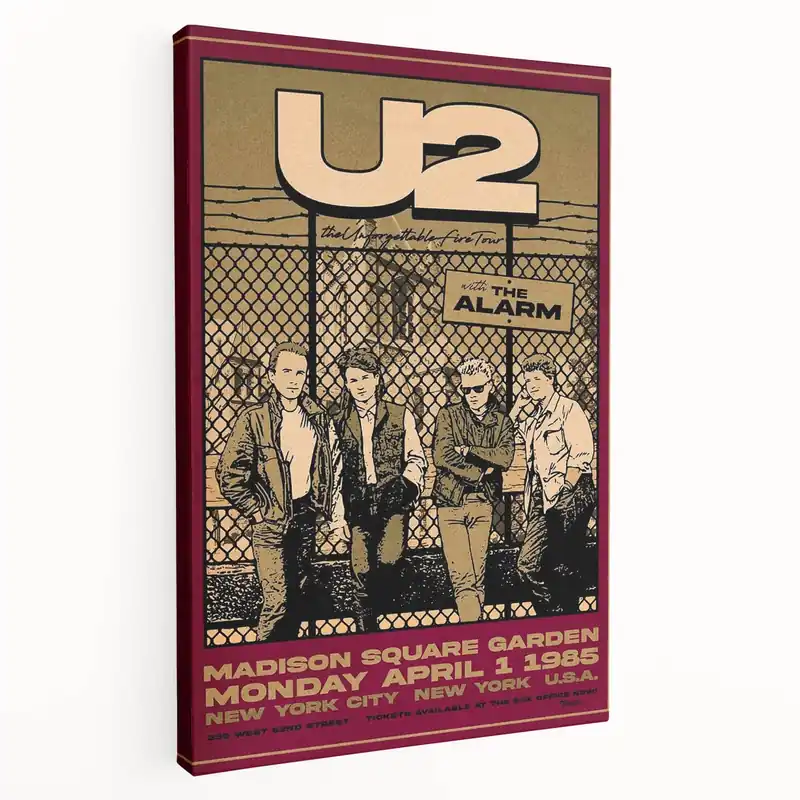 U2 The Unforgettable Fire Tour 1985 Poster Retro Canvas Print Direct From Manufacturer