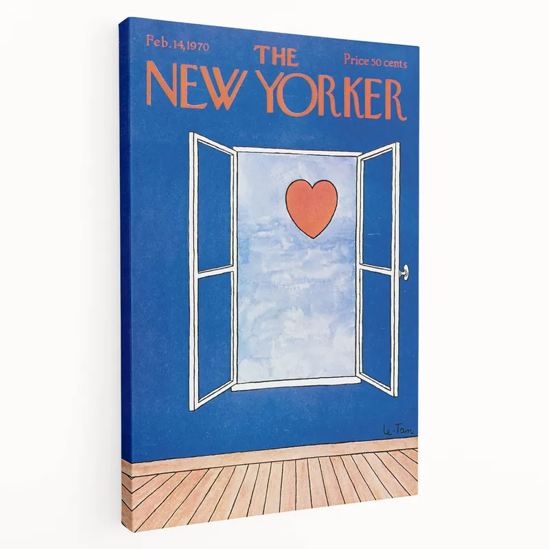 Vintage New Yorker Poster – Heart in the Window Art Print Fan Favorite