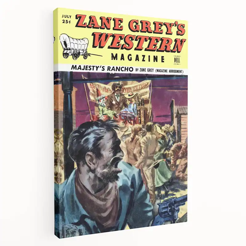 Vintage Magazine Cover Art – Zane Grey’s Western Action Print Grab Now