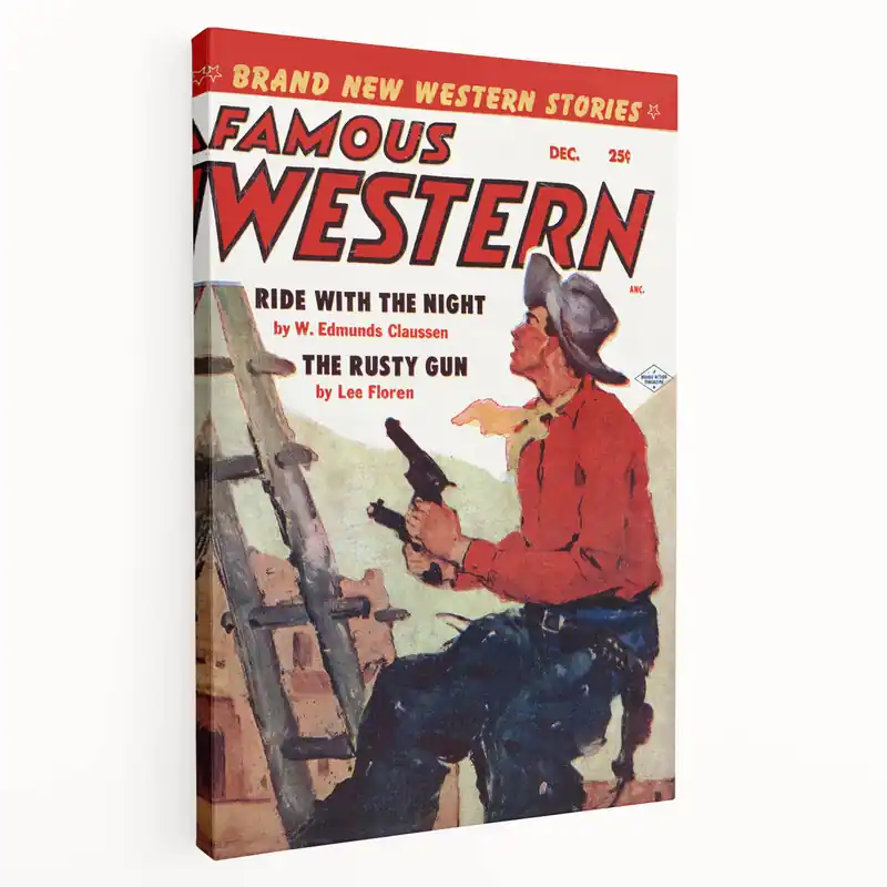 Vintage Magazine Cover Art - Retro Western Action Collectible Print Handmade