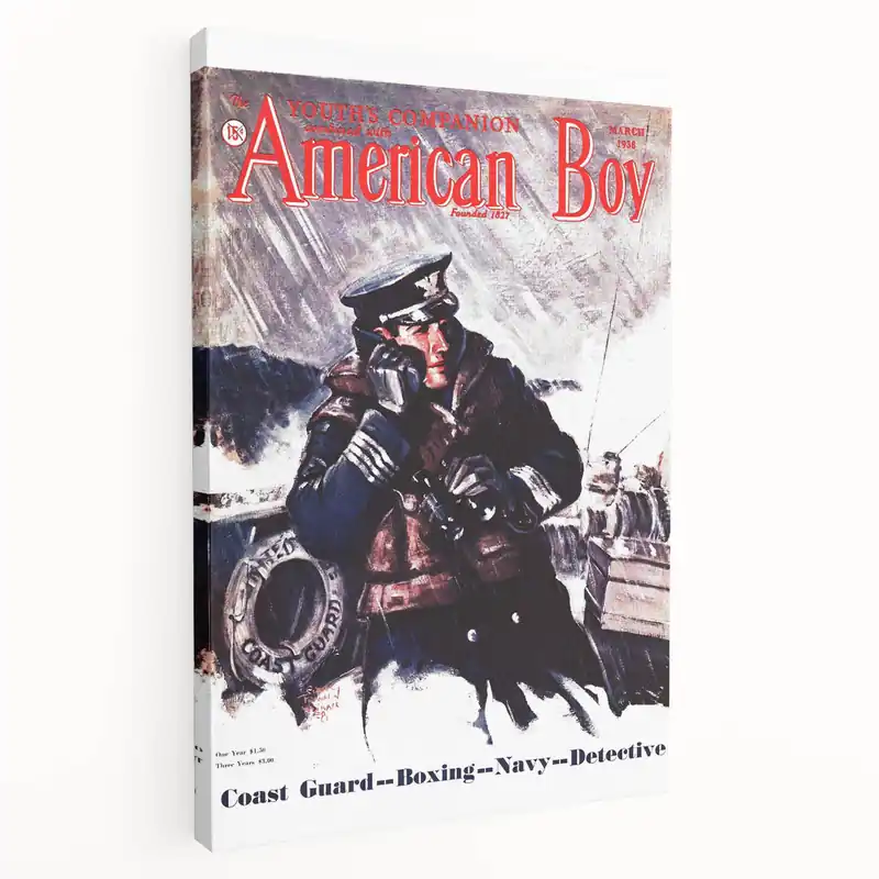Vintage Magazine Cover Art - American Boy March 1938 Coast Guard Certified