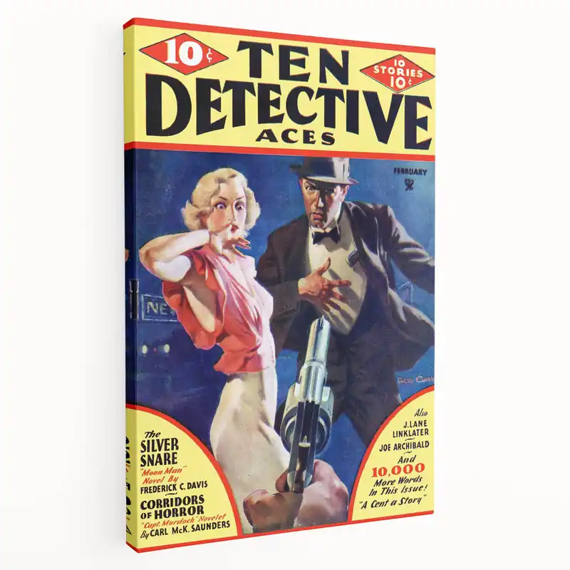 Vintage Magazine Cover Art - Ten Detective Aces The Silver Snare Weekend Sale
