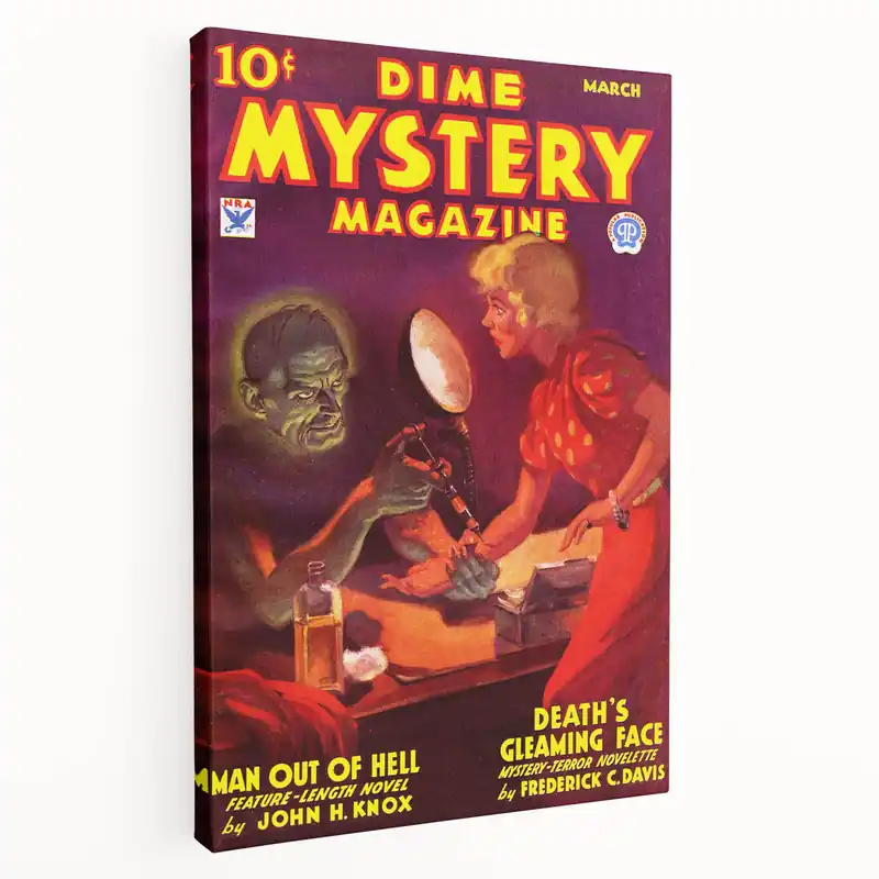 Vintage Magazine Cover Art - Dime Mystery Magazine Retro Print Same Day Shipping
