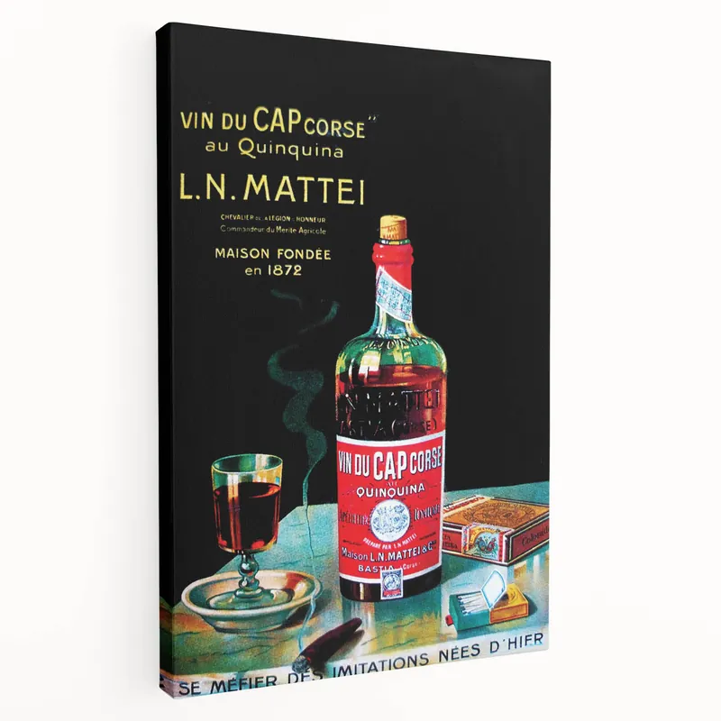 Vintage Vin du Cap Corse Poster – Retro Quinquina Drink Ad Art In Demand
